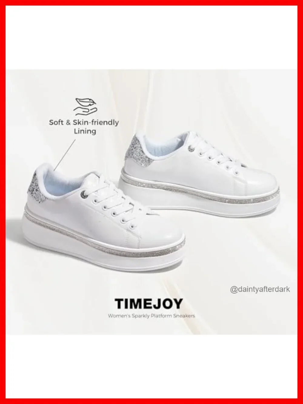 Glitter Platform Sneakers Women's Low Top Lace Up Anti-Slip Streetwear